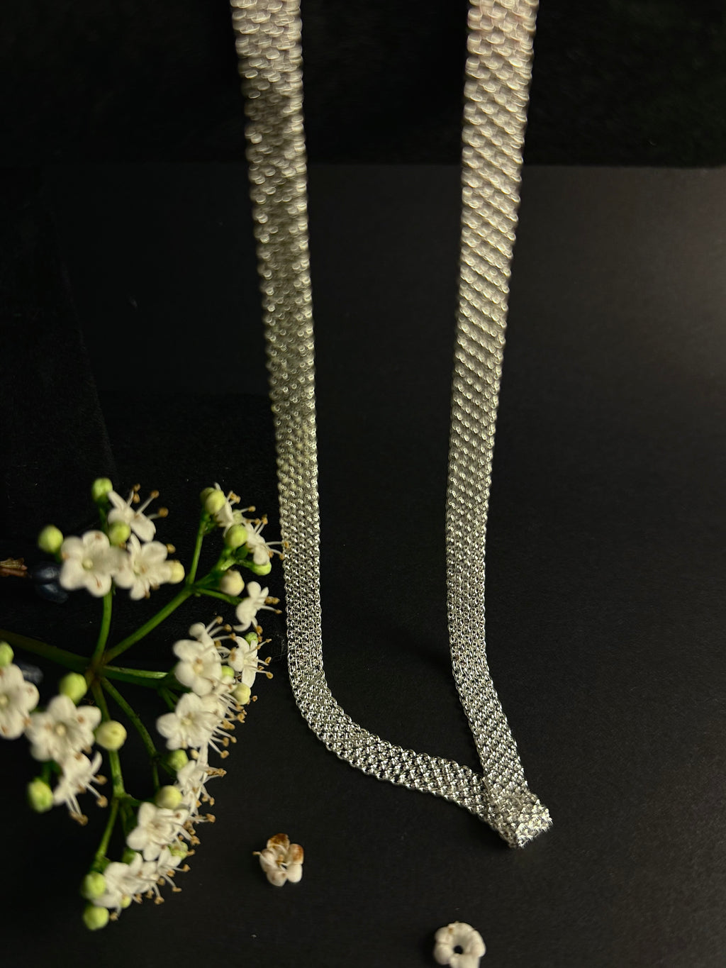 MERO 925 Sterling Silver Braided Choker Necklace