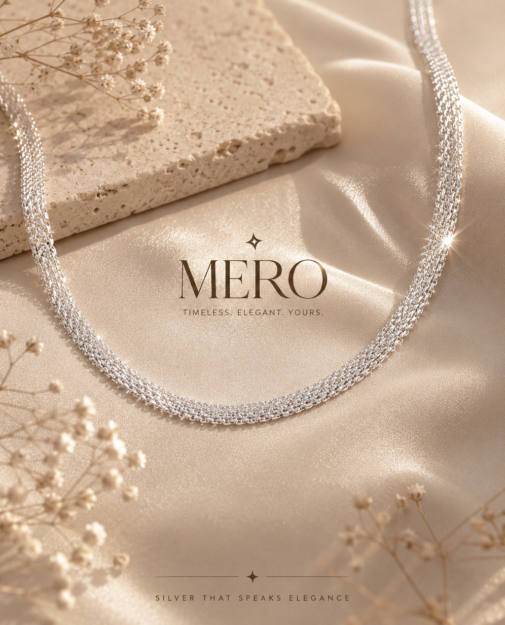 MERO 925 Sterling Silver Braided Choker Necklace